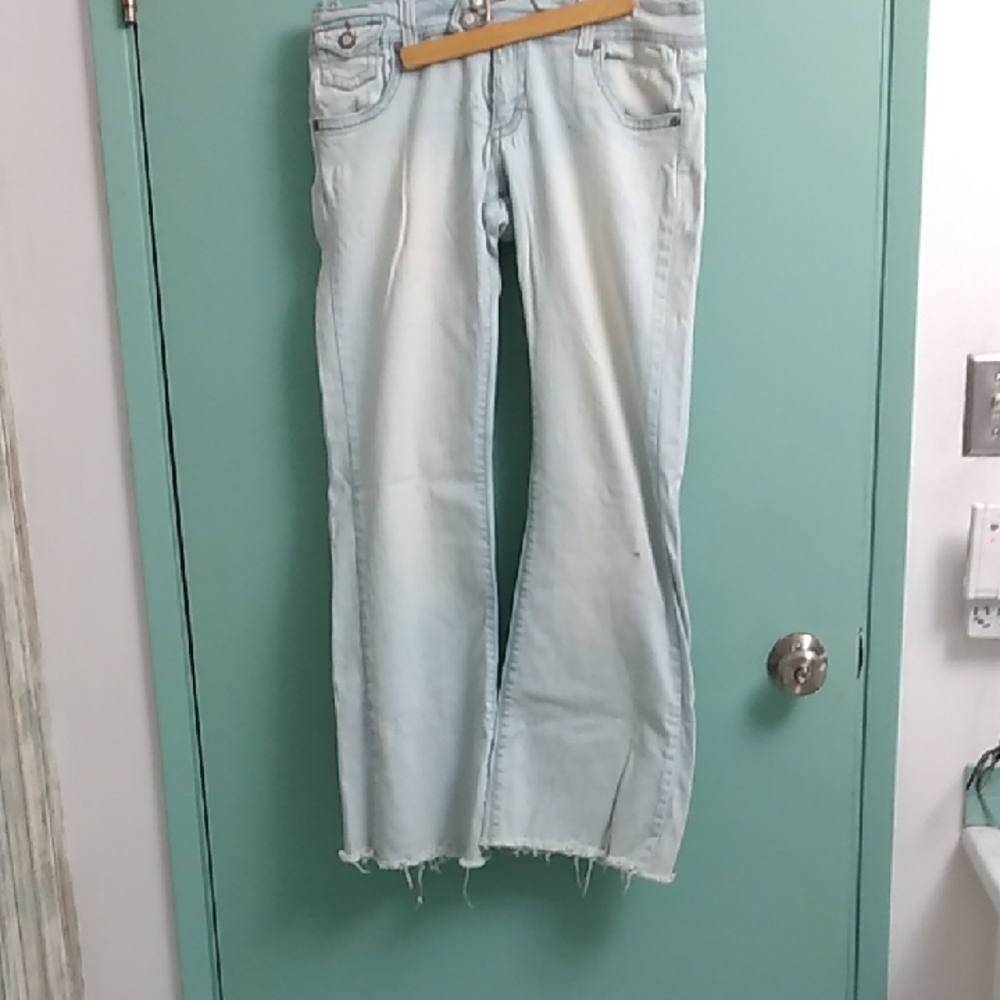 BONGO Distressed Light Blue Flare Jeans Size 11